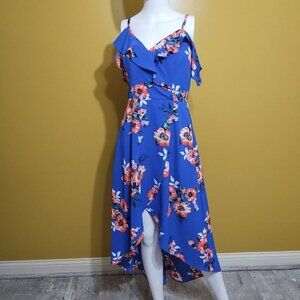 BCX Strappy Floral High-Low Midi Dress S Boho Beachy Summer Sun